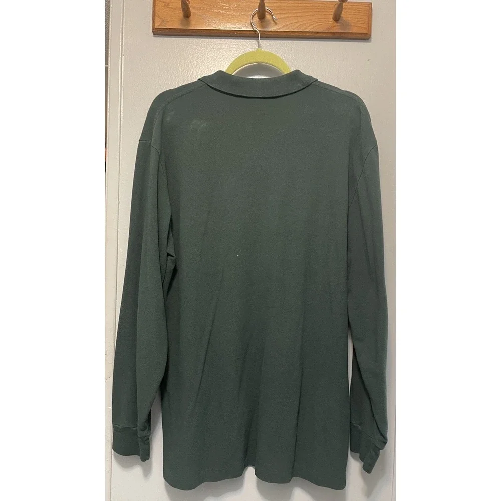 Polo Ralph Lauren Men's Long Sleeve Green Cotton Knit Polo Shirt  Classic Fit L